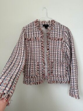 Halogen Multicolor Tweed Fringe Jacket Size Medium